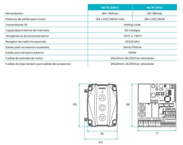 Motorline MC76 placa de control para motores de persianas - 04