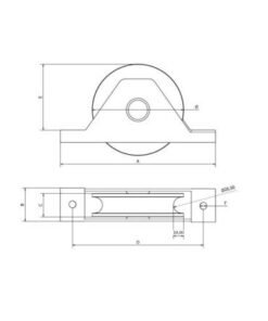 Rueda puerta corredera encastrar D80 U20 doble rodamiento 1